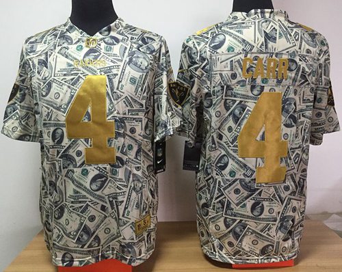 Nike Raiders #4 Derek Carr Dollar Fashion Men's Stitched NFL Elite Jersey